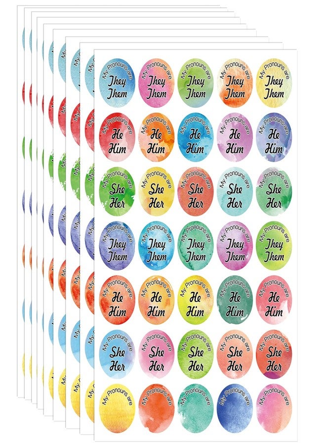 TESWEY 350PCS Pronoun Stickers for Name Tags,10Sheets Pronoun Stickers Bulk Badges for Conference,1" Multiple Colors He Him She Her They Them Gender Identity Labels for Party Kids Boys Girls - Image 1